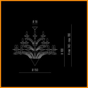 Metallux Icaro Sospensione 28 Luci Cromo - immagine 3