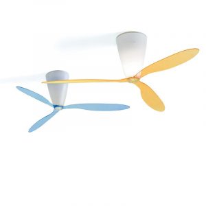 Luceplan Blow Ventilatore D28 Con Telecomando e Pale Blu