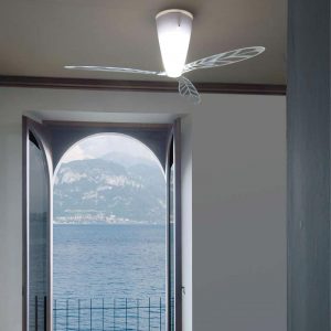 Luceplan Blow Ventilatore D28 Con Telecomando e Pale Serigrafate Trasparenti - immagine 2