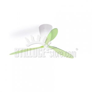 Luceplan Blow Ventilatore D28 Con Telecomando e Pale Verdi - immagine 4