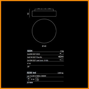 Egoluce Musa Parete/Soffitto Led d.40 Cod. 5235 - immagine 5