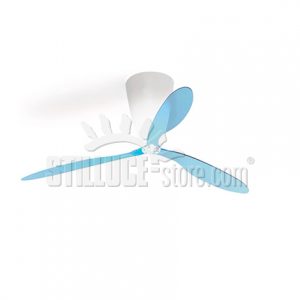 Luceplan Blow Ventilatore D28 Con Telecomando e Pale Blu - immagine 3