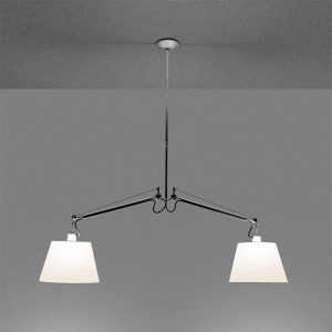 Artemide Tolomeo Basculante Sospensione 2 Bracci Diffusore Carta Pergamena cm. 32