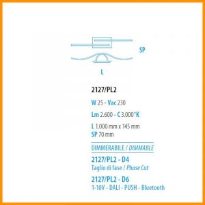 Braga Illuminazione Scia 2127/PL2 parete e soffitto - immagine 3