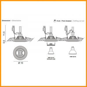 Egoluce EosPiu Faretto Incasso 230V cod. 6263 - immagine 3