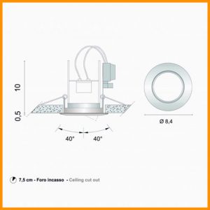 Egoluce Faretto Incasso 230V Geko orientabile cod. 6455 - immagine 2