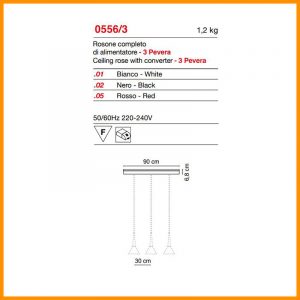 Egoluce Pevera System Sospensione 3 luci con binario - immagine 3