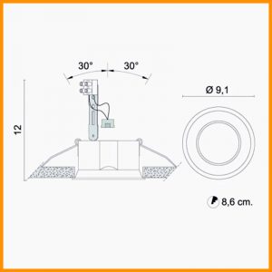 Egoluce Tappo Faretto Incasso alogeno 12V orient. cod. 6318 - immagine 2