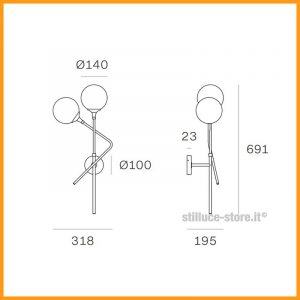 Stilnovo Galassia Lampada da Parete 2 luci - immagine 4